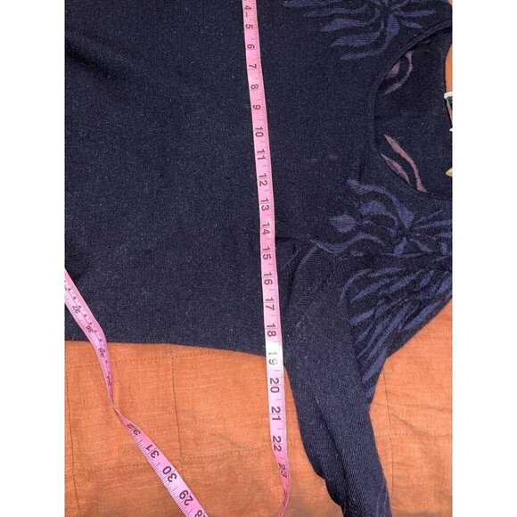 Sandro Blue  Sheer Leaf Long Sleeve Knit Pullover Sweater Women's Size Lage - Picture 5 of 8